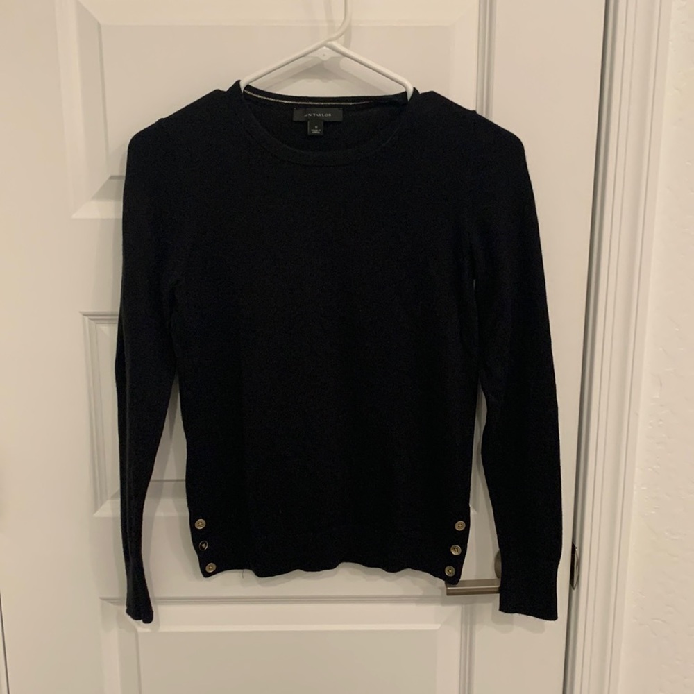Black Ann Taylor sweater with gold button detail S